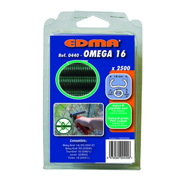 AGRAFES OMEGA 16 - Galva plastifié vert - 2500 pcs AGRAFES OMEGA 16 - Galva plastifié vert - 2500 pcs