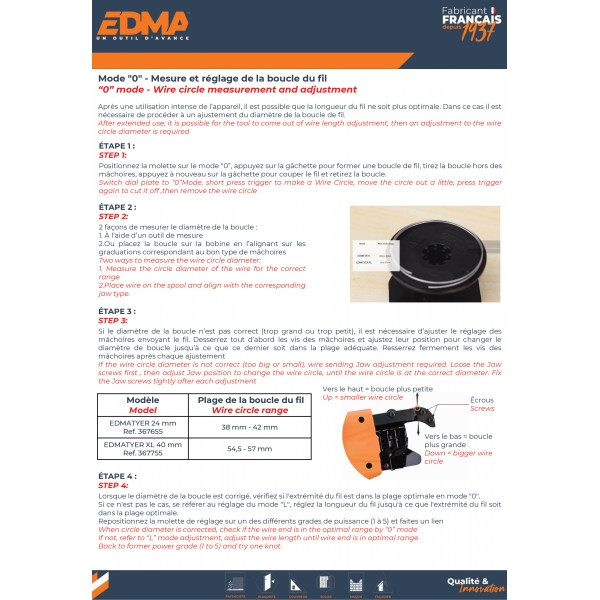 EDMA EDMATYER XL - Lieur sans fil 40 mm pour fers à béton