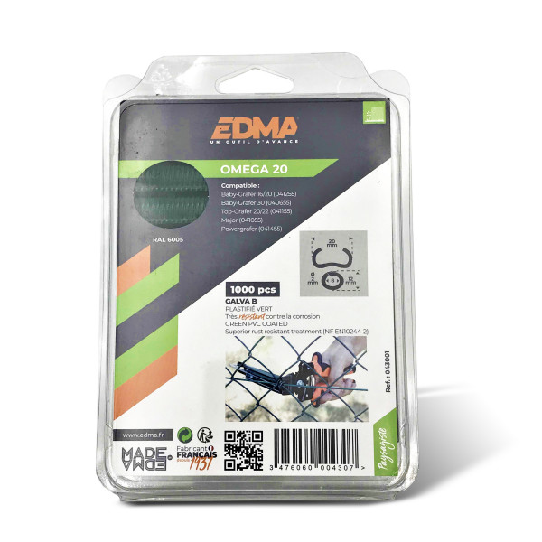 OMEGA 20 STAPLE - Galvanized green PVC coated - x 1000 pcs