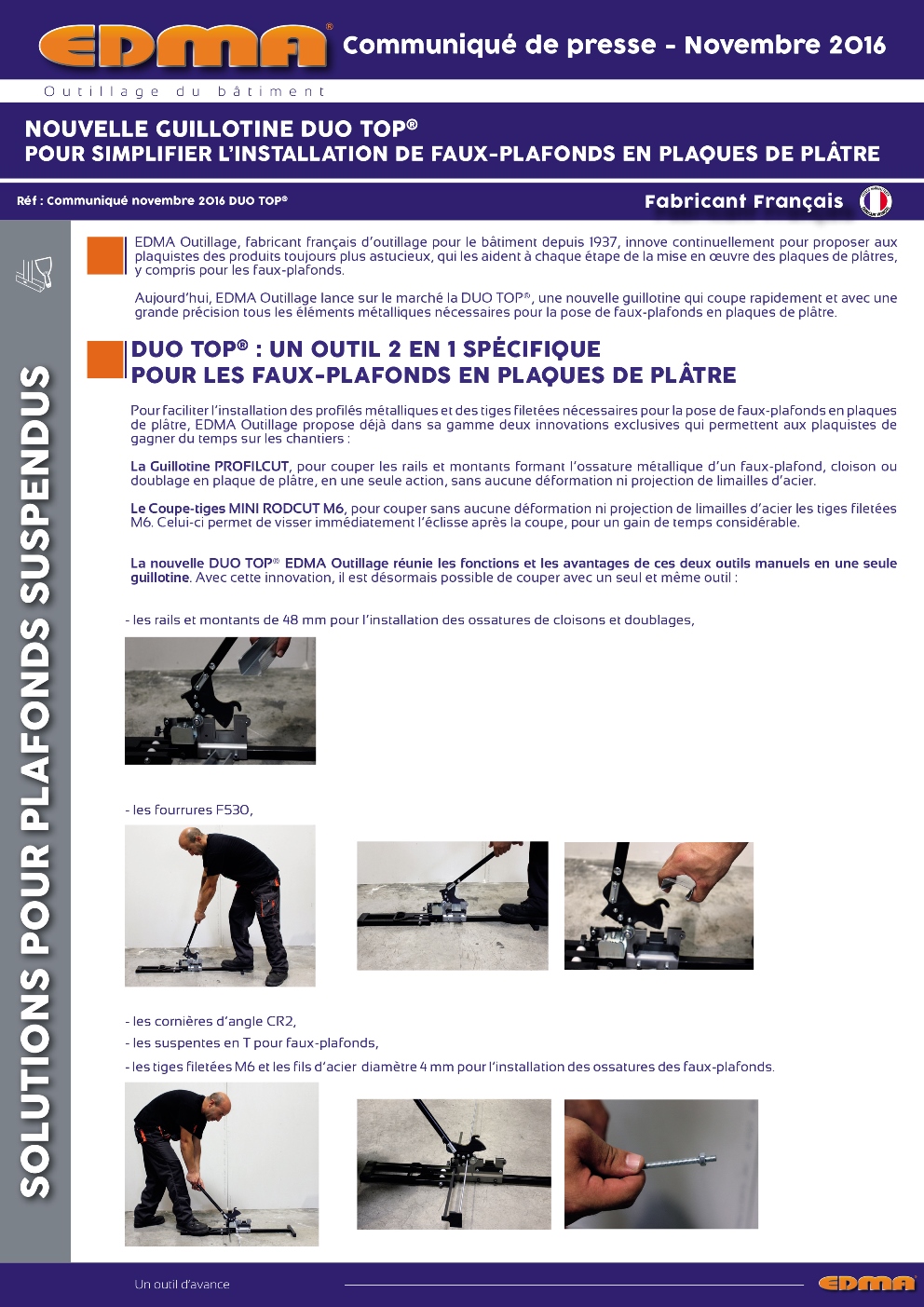 Pince Molly pistolet professionnel d'expansion PRO EDMA - Gypsobat