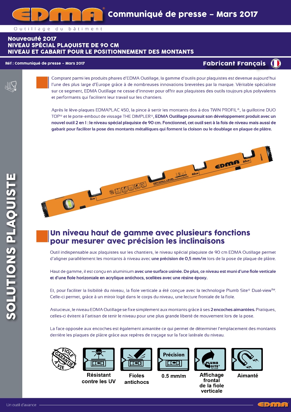 Cisaille forgée passe france 260 mm coupe droite Edma - Clickoutil